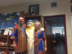 Bekki and I in our Africa duds with Lindsay in her PPE.